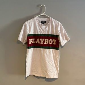 Playboy White, Green, and Red Pacsun Cotton Casual Fashion T-Shirt